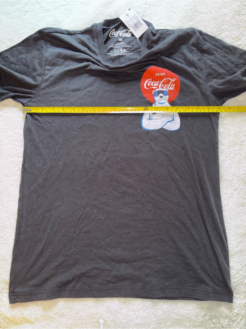Coca Cola Black Short Sleeve Tee with Red Logo and Polar Bear Patch - Picture 4 of 5